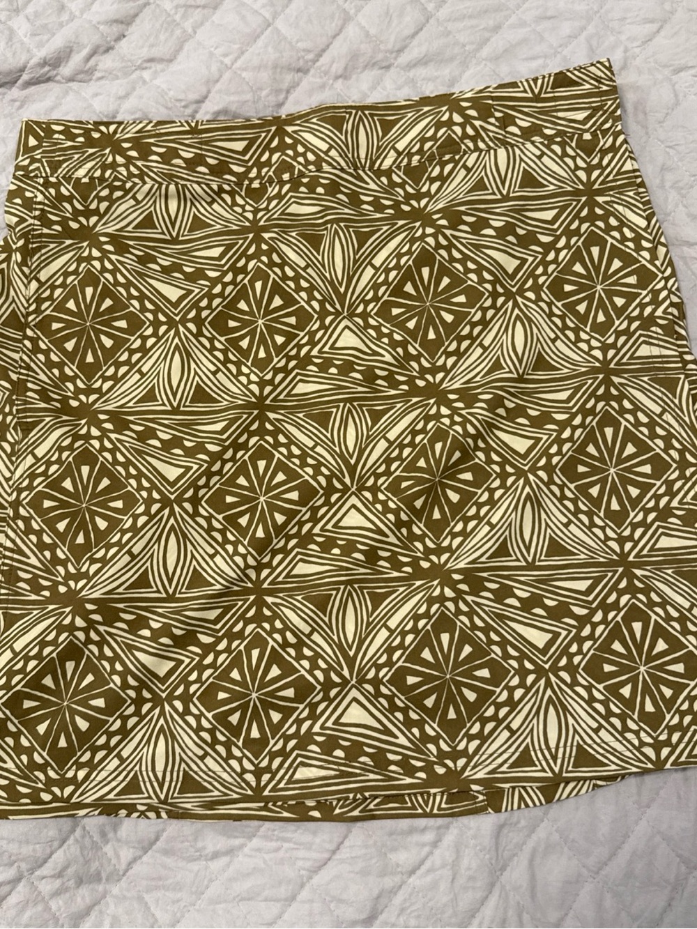 Ripskirt Hawaii Olive Green and Cream Geometric A-Line Skirt